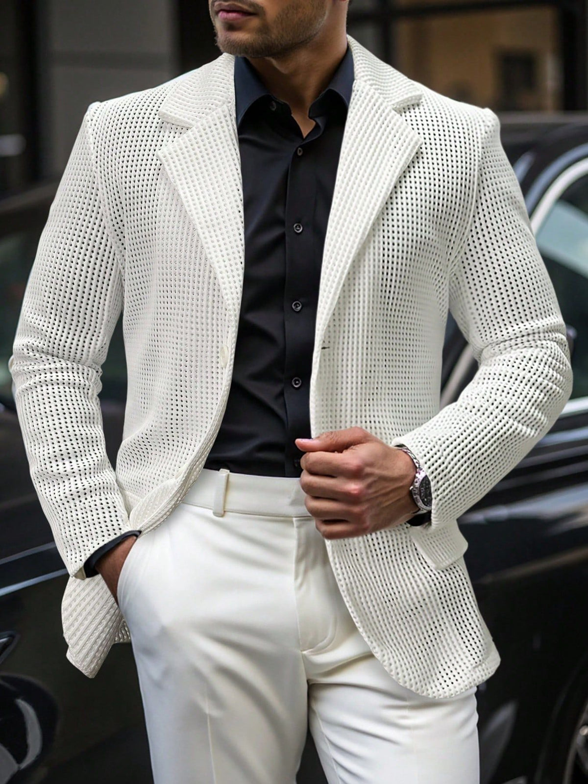 Men’s Perforated Mesh Blazer